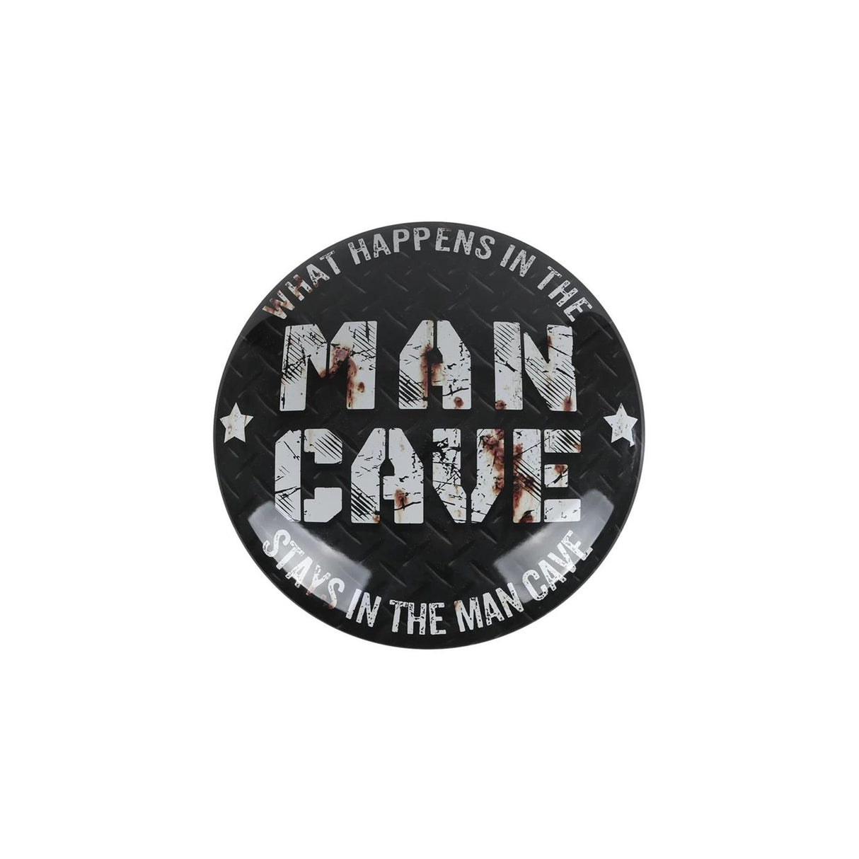 Wandbord mancave bol bruin zwart metaal 40x40cm