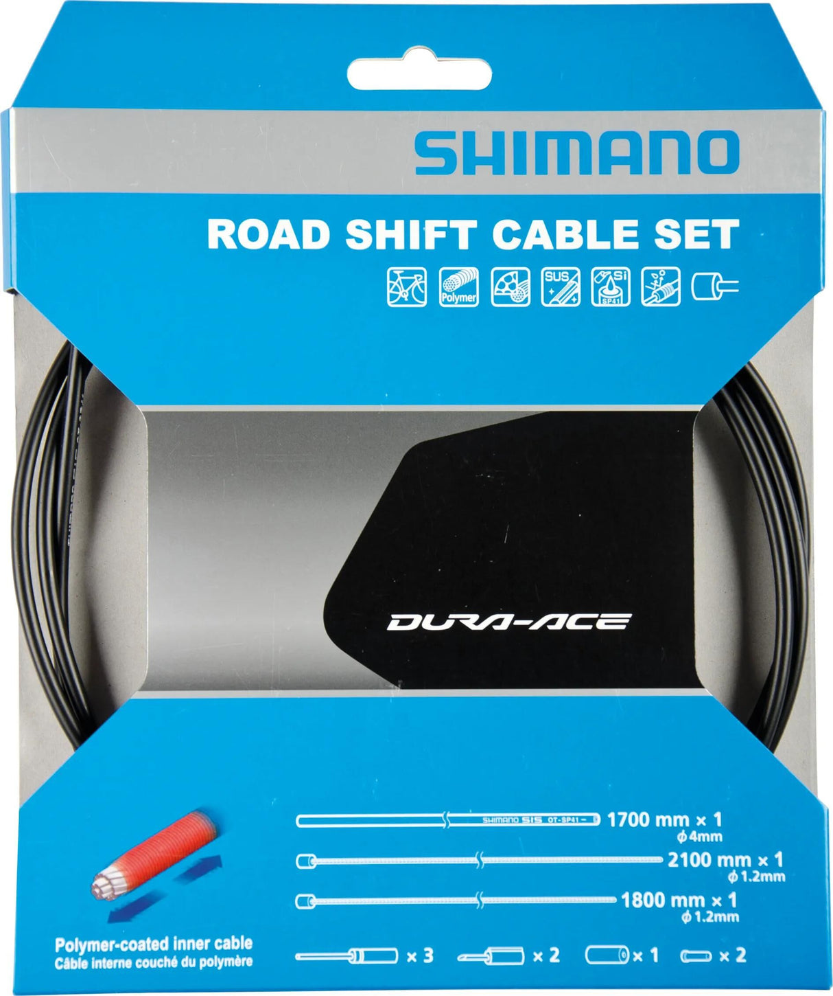 Jeu de câbles de dérailleur Shimano dura ace bc-9000 shim.derail.cab.set da bc9000 polymère bl.