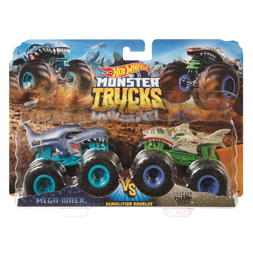 Mattel Hot Wheels Monster Trucks Mega Wrex et requin léopard assortis