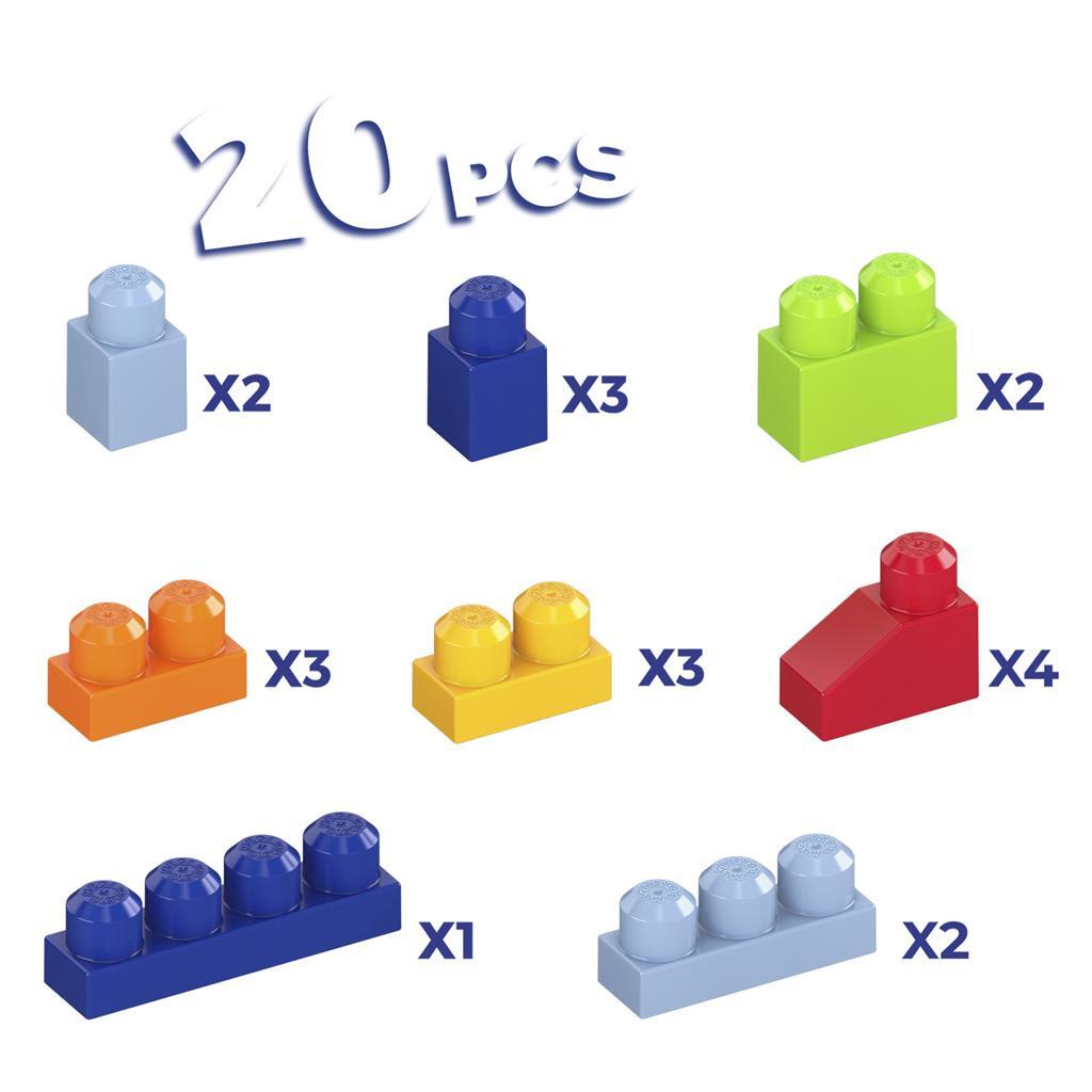 Chariot Mega Bloks avec blocs, 20 pièces