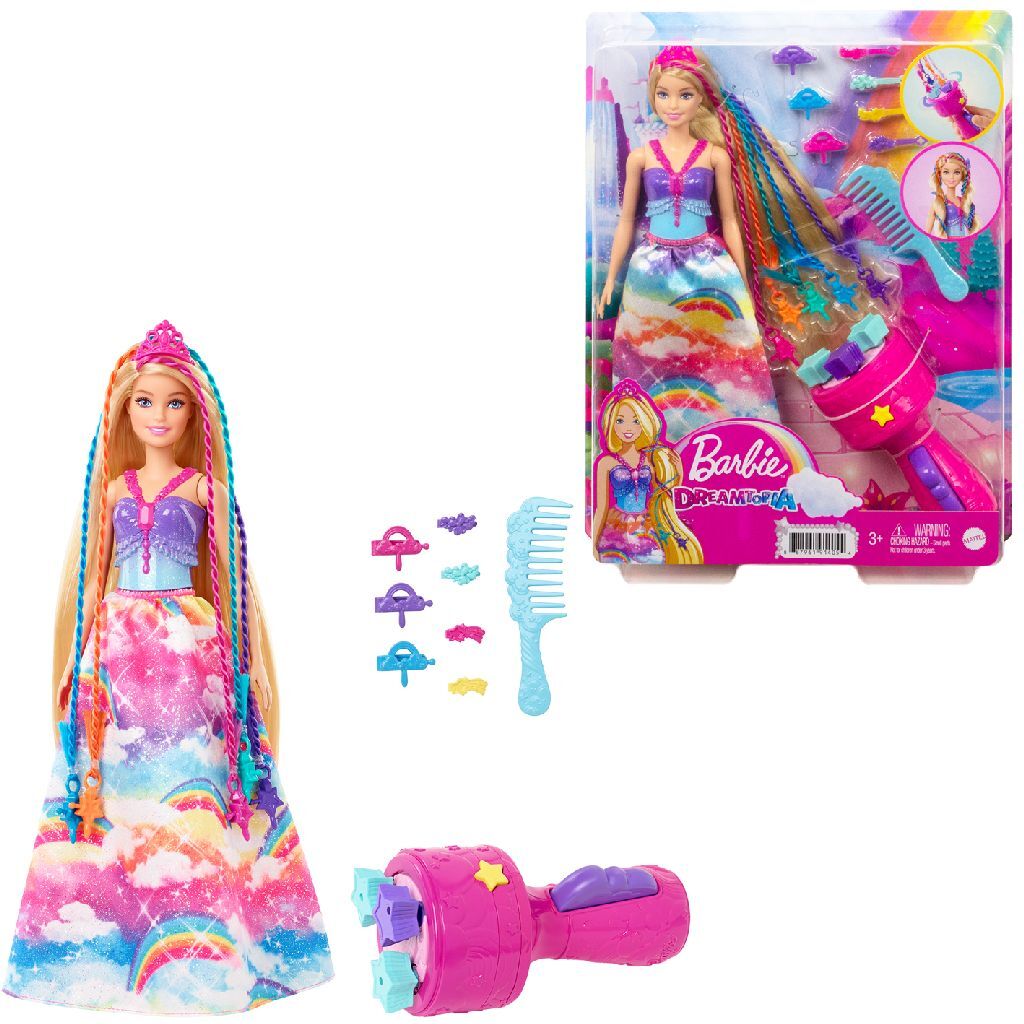 Poupée de soins capillaires Barbie dreamtopia + accessoires