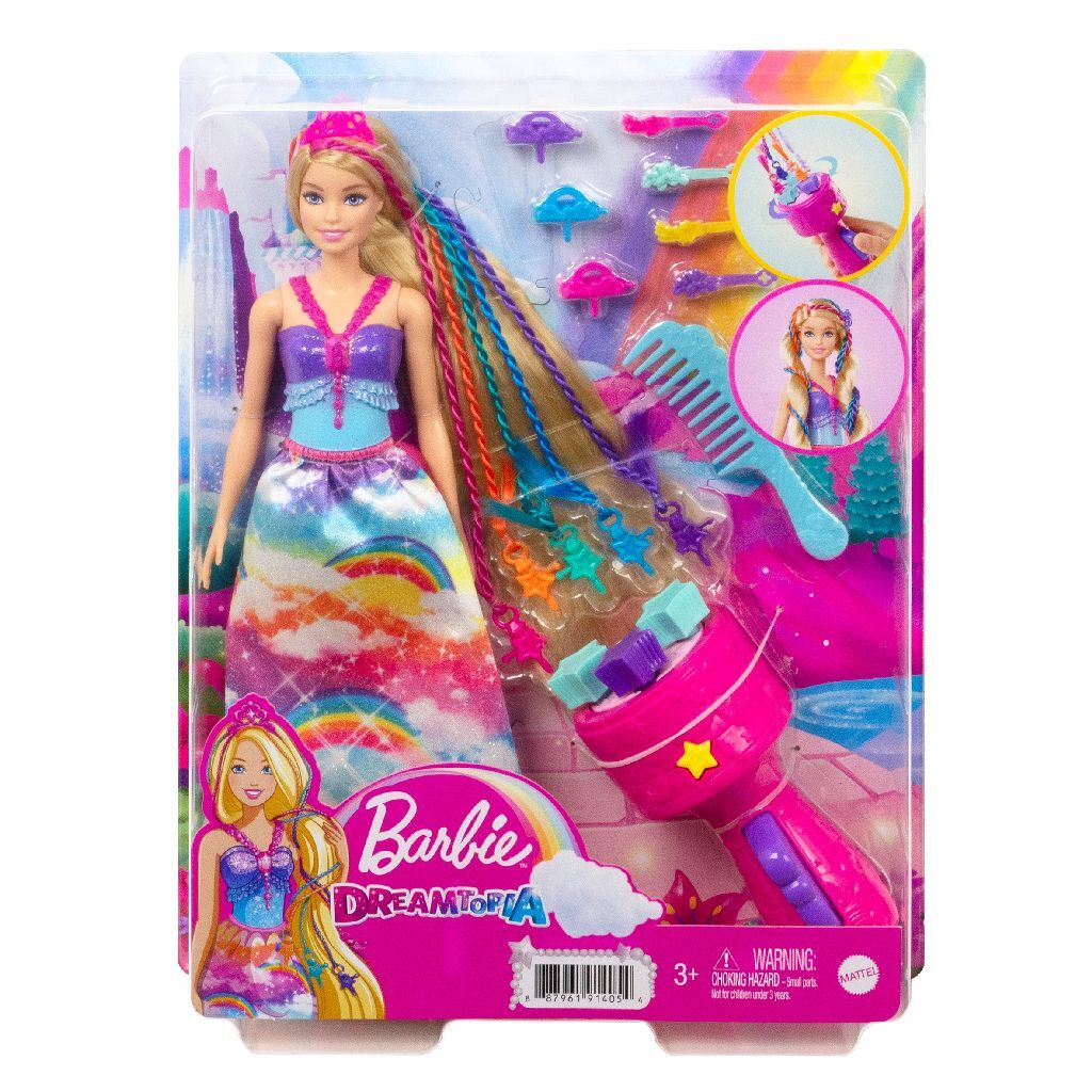 Poupée de soins capillaires Barbie dreamtopia + accessoires