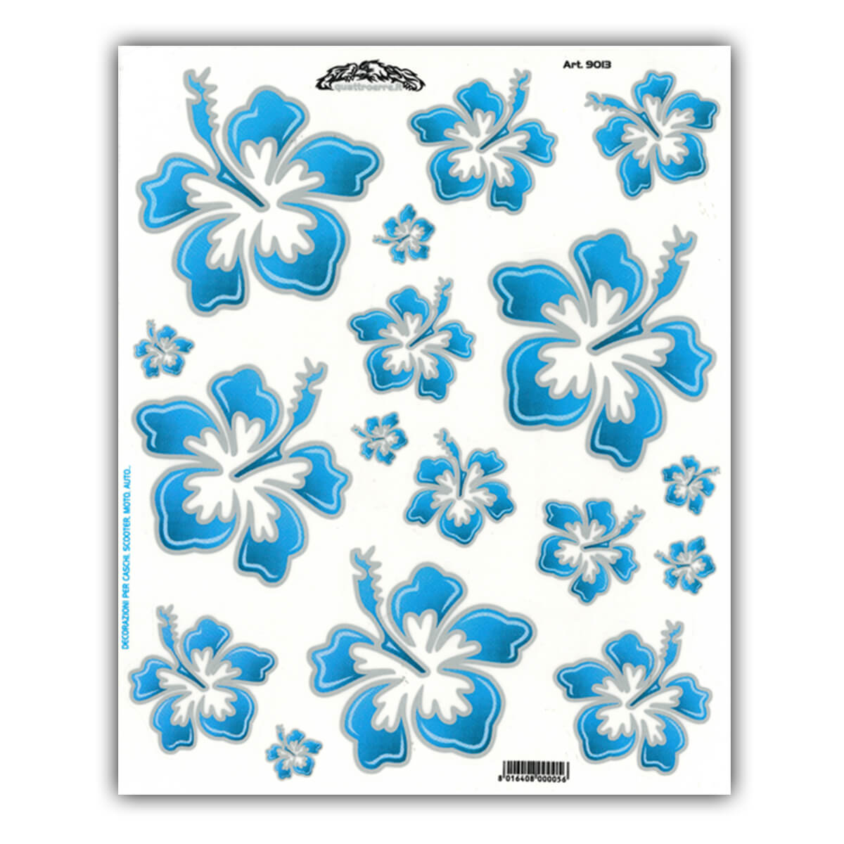 Set d'autocollants fleurs hawaïennes bleu m