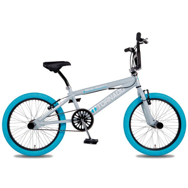 Royal 20 BMX Freestyle Bugatti - Gris bleu clair avec des pneus bleus