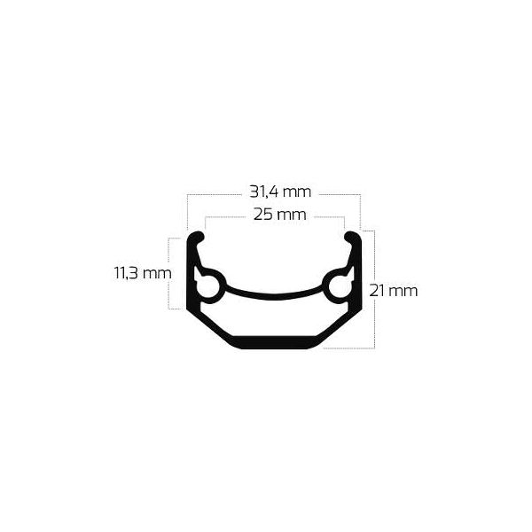 Jante Ryde andra 40 27,5 650b 584 x 25c aluminium - disque 36 trous 14g - noir