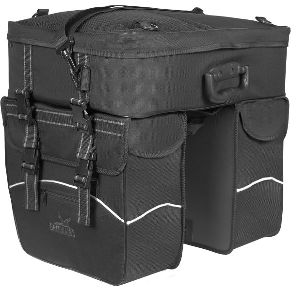 Sacoche vélo double Greenlands touring 600d polyester 25 litres 35 x 47 x 15 cm - noir avec reflet
