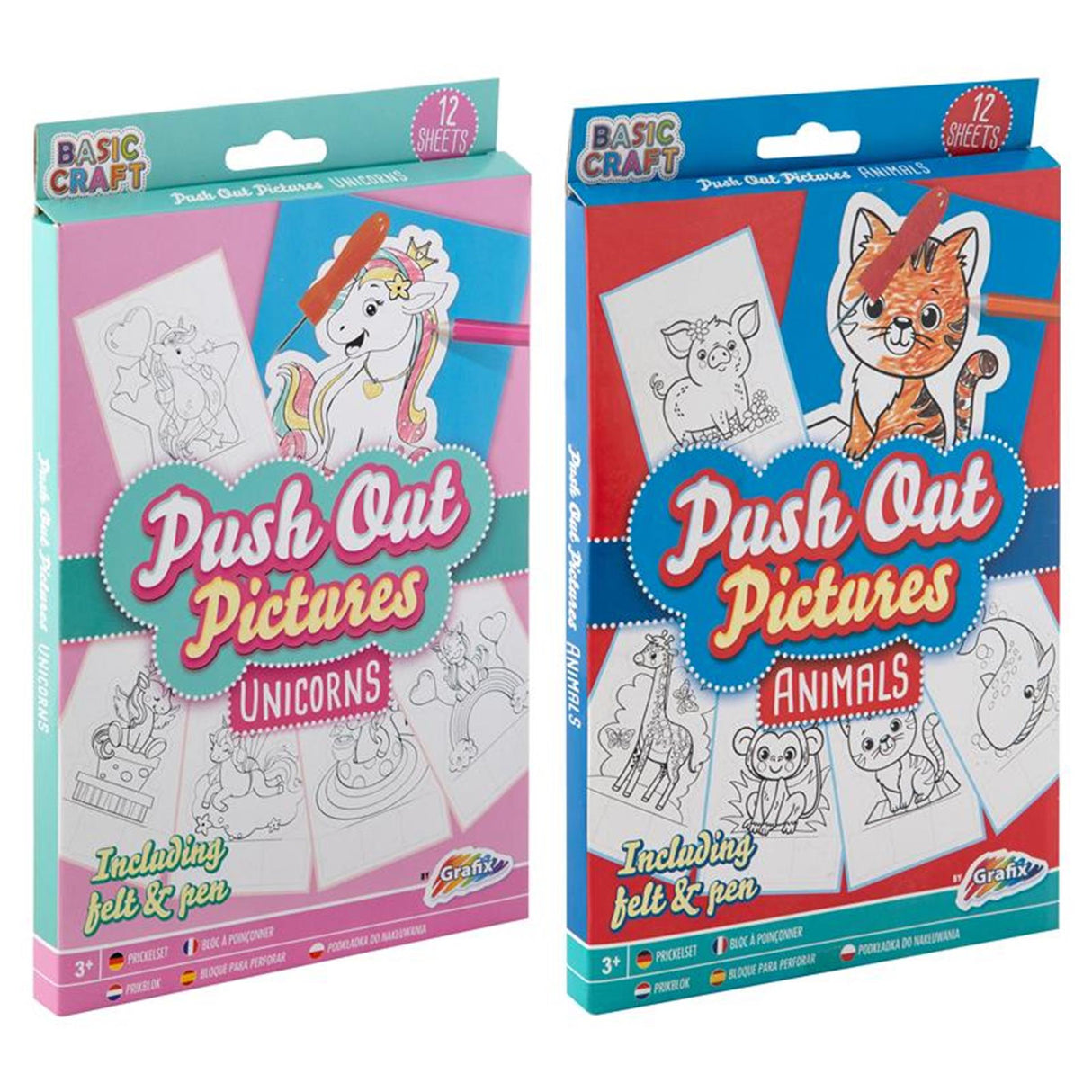 Bloc à broches Grafix animaux, 12 pcs.
