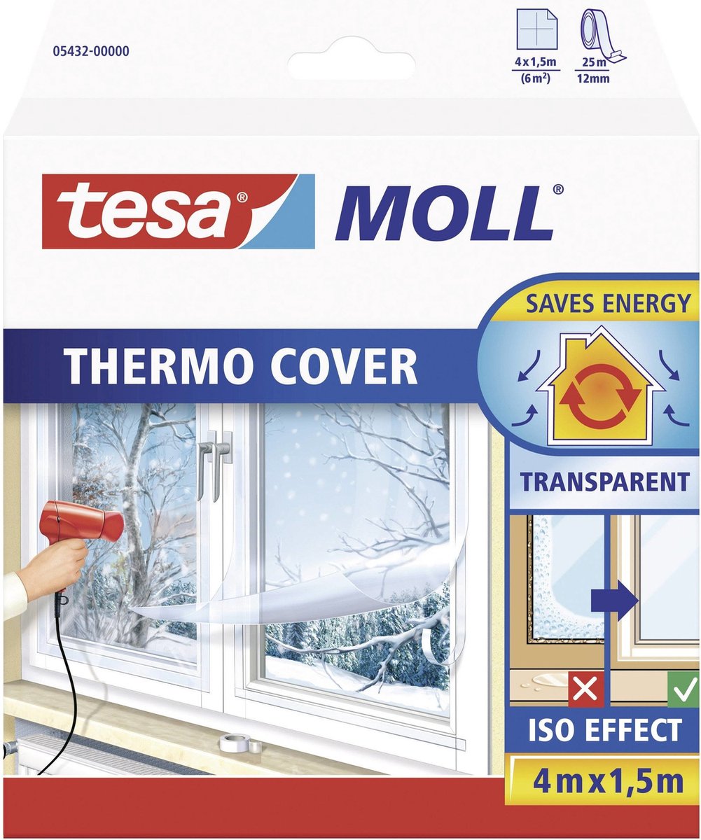 Tesa moll thermo cover pe feuille d'isolation pour fenêtre - 4 x 1,5 mètres