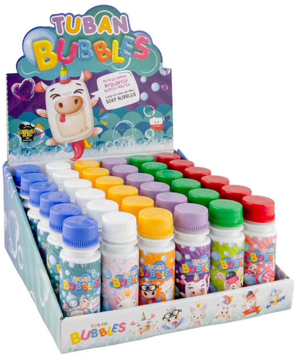 Tuban - présentoir petites bulles de savon – mélange 36 pcs. x 60 ml