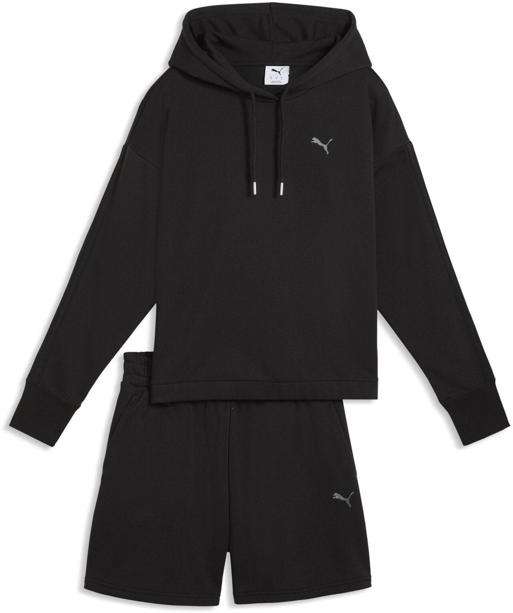 Survêtement femme Puma short hooded relax suit 5" tr - noir