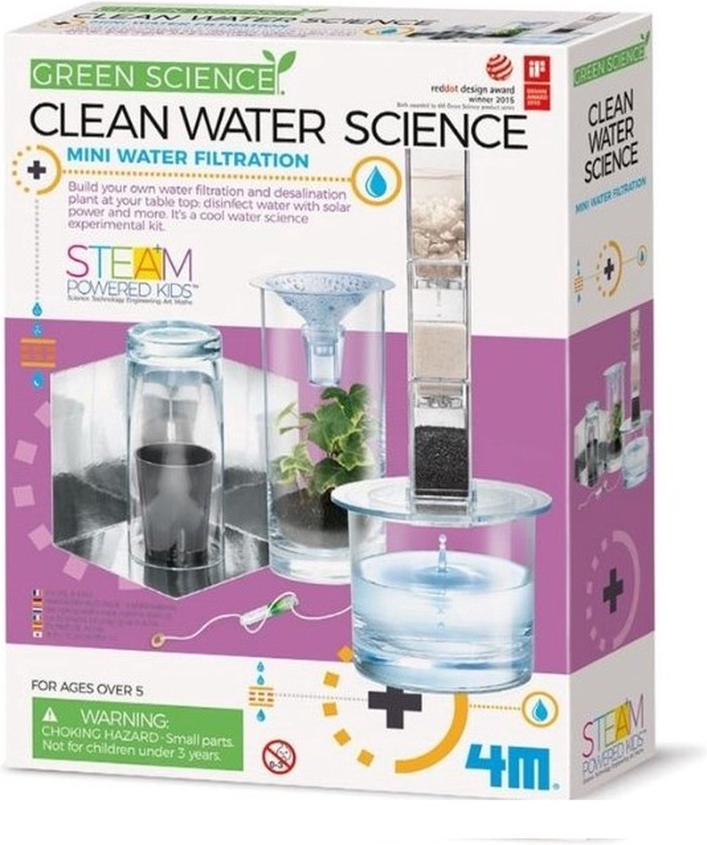 4m science et jeux - créez votre propre filtre à eau - kit de construction - kidzlabs - science verte - 8+