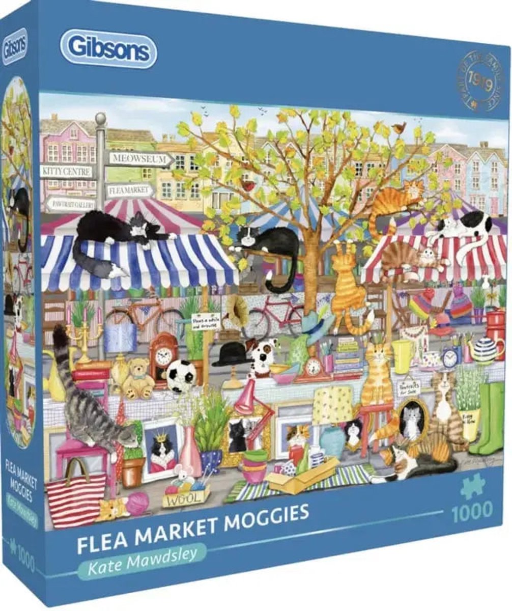 Gibsons puzzle marché aux puces moggies 1000 pièces chats animaux.