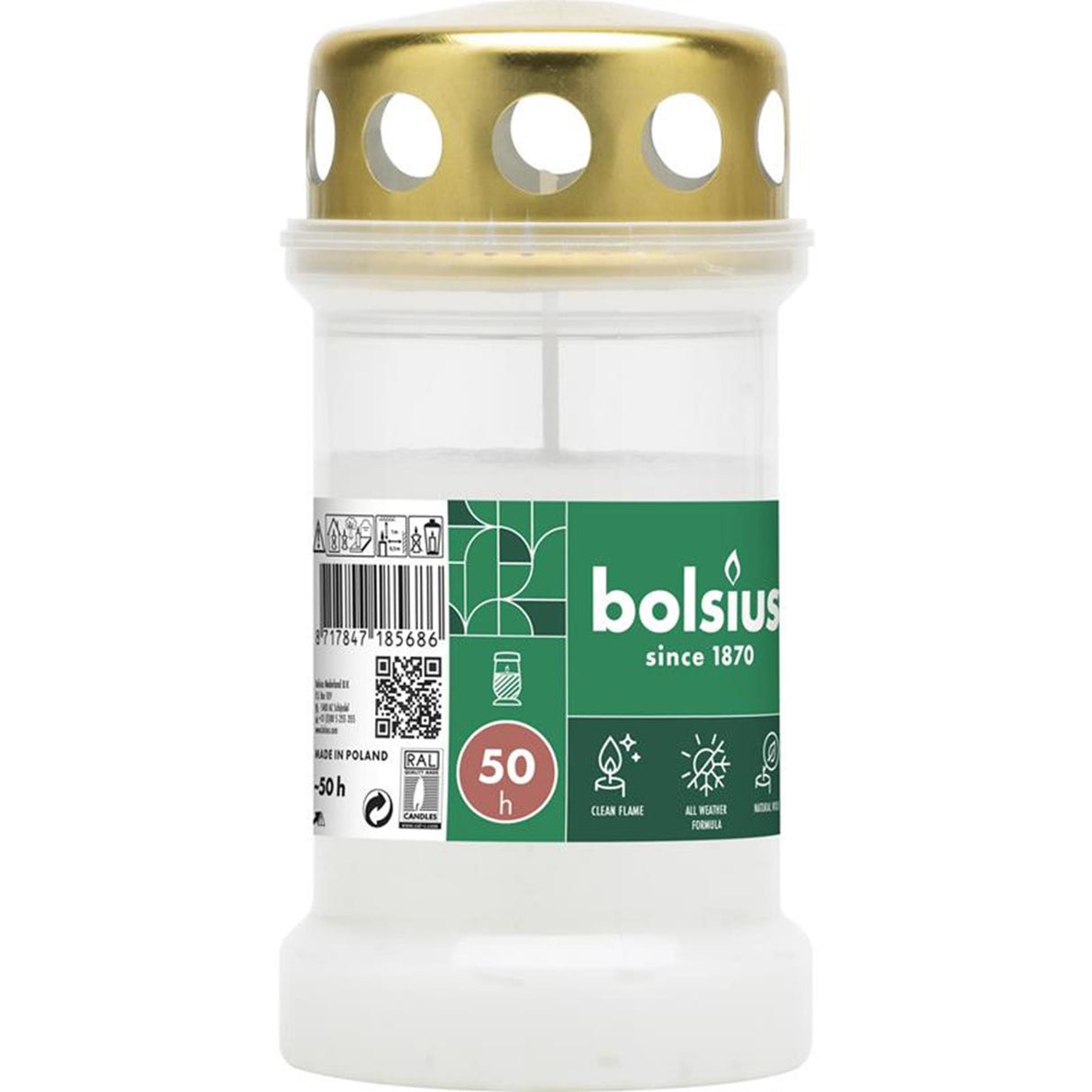 Lampe funéraire Bolsius n°3 blanche avec couvercle