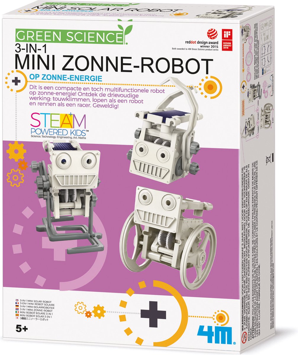 Kit de construction Kidzlabs 4m - mini robot solaire 3 en 1