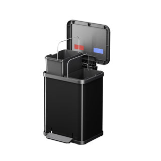 Hailo 0622-260 öko duo plus m poubelle à pédale 2x 9l argent noir