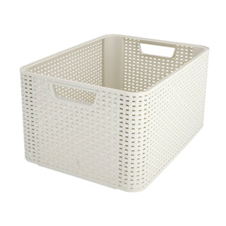 Panier de rangement style Curver taille l 30 l blanc