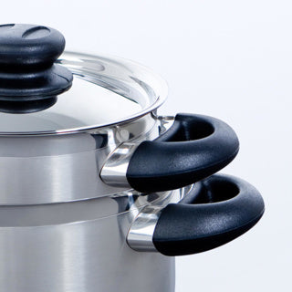 Bk karat+ set de poêles 4 pièces - 16 18 20 cm - sans revêtement antiadhésif sans PFA - set de poêles à induction - poêle de cuisson en inox - passe au four jusqu'à 160°c - avec couvercle - argent