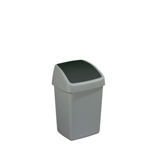 Poubelle Sunware Delta avec couvercle basculant 10 l gris argent | 2 pièces