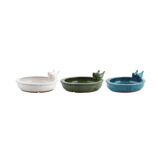 Esschert bain d'oiseaux design en céramique rond assorti