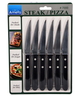 Amefa set de couteaux à steak à pizza 6 pièces noir