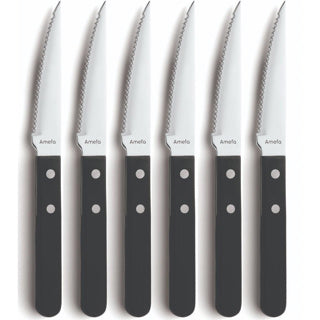 Amefa set de couteaux à steak à pizza 6 pièces noir