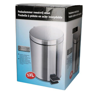 Poubelle à pédale en acier inoxydable 12 litres avec seau intérieur
