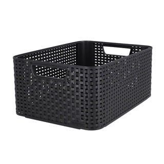 Panier style Curver m empilable style rotin anthracite (lxlxh 38x28x17cm)
