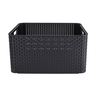 Corbeille style Curver l style rotin anthracite (lxlxh 44x32x23cm)