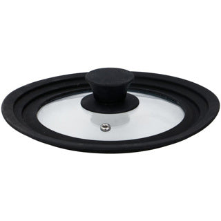 Couvercle universel en verre Alpina avec bord en silicone - couvercle pour casseroles 16 18 20 cm - couvercle anti-éclaboussures - passe au lave-vaisselle - verre