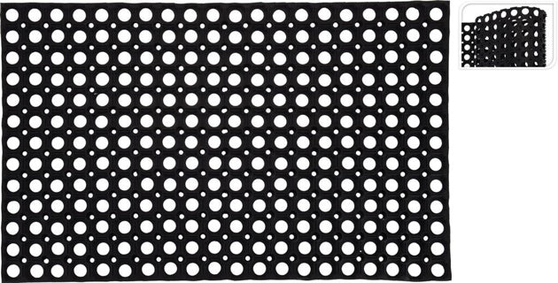 No brand paillasson 50x80 caoutchouc noir avec trous | 2 pièces