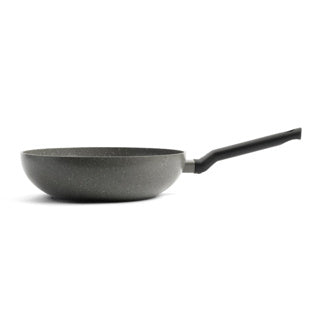 Poêle wok en céramique granite Bk 28 cm - 3,7 l - poêle wok induction - sans couvercle - passe au four jusqu'à 160 degrés - poignée froide - sans PFA - gris