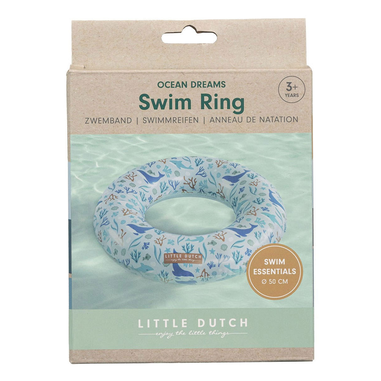 Bouée de natation Little Dutch Ocean Dreams bleue, 50 cm