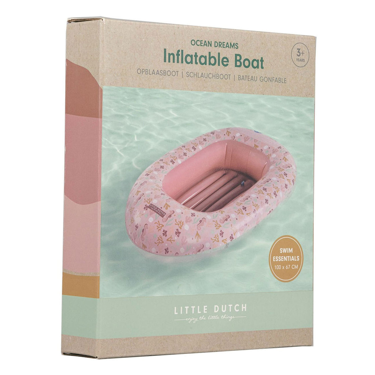 Little Dutch Ocean Dreams inflatable boat 100x67 cm pink