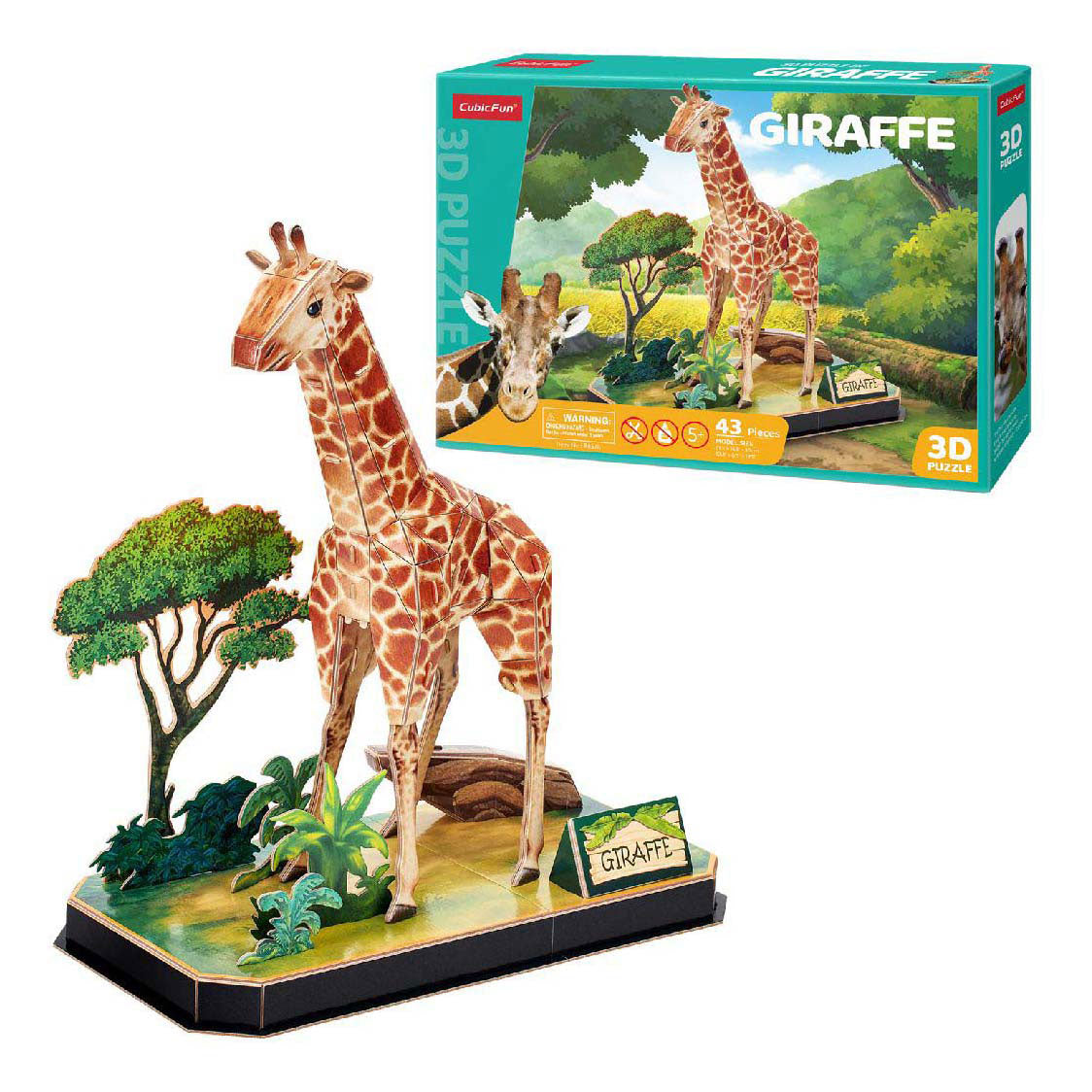 Puzzle 3D amusant et cubique, girafe