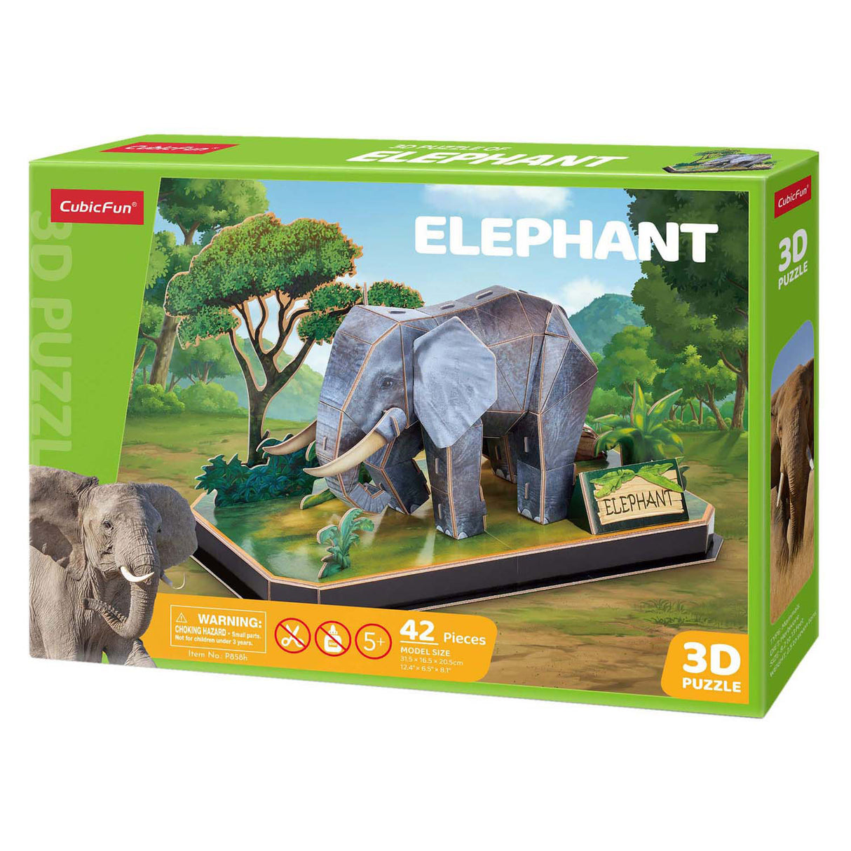 Puzzle 3D cubique amusant éléphant - 42 pièces - adapté aux enfants à partir de 8 ans