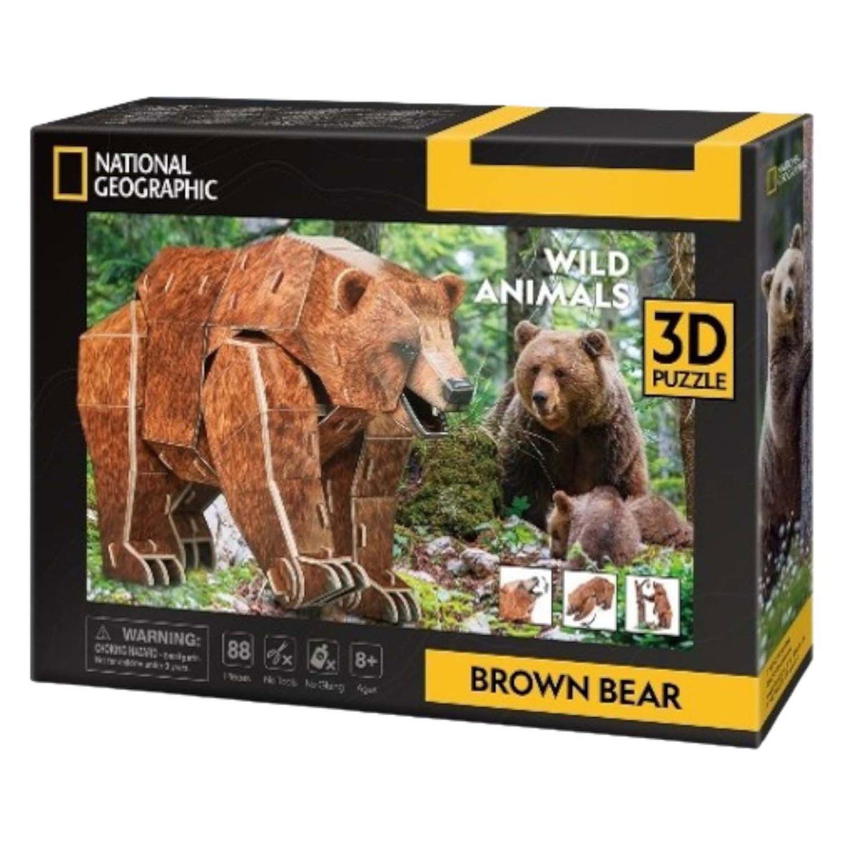 Puzzle 3D amusant et cubique, ours brun géographique national