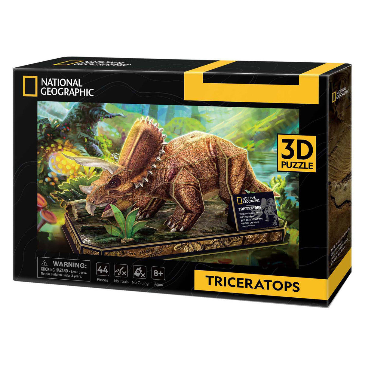 Puzzle 3D cubique amusant tricératops – kit de construction en bois