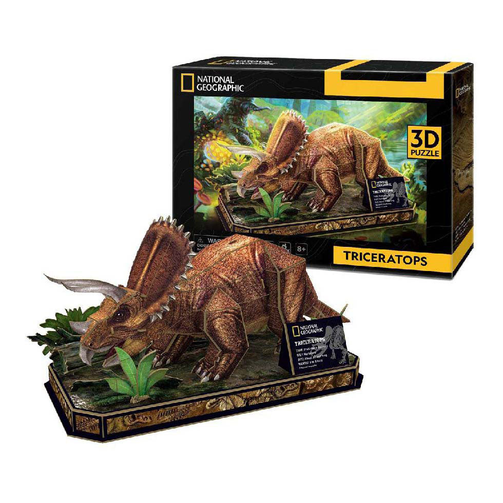 Puzzle 3D cubique amusant tricératops – kit de construction en bois