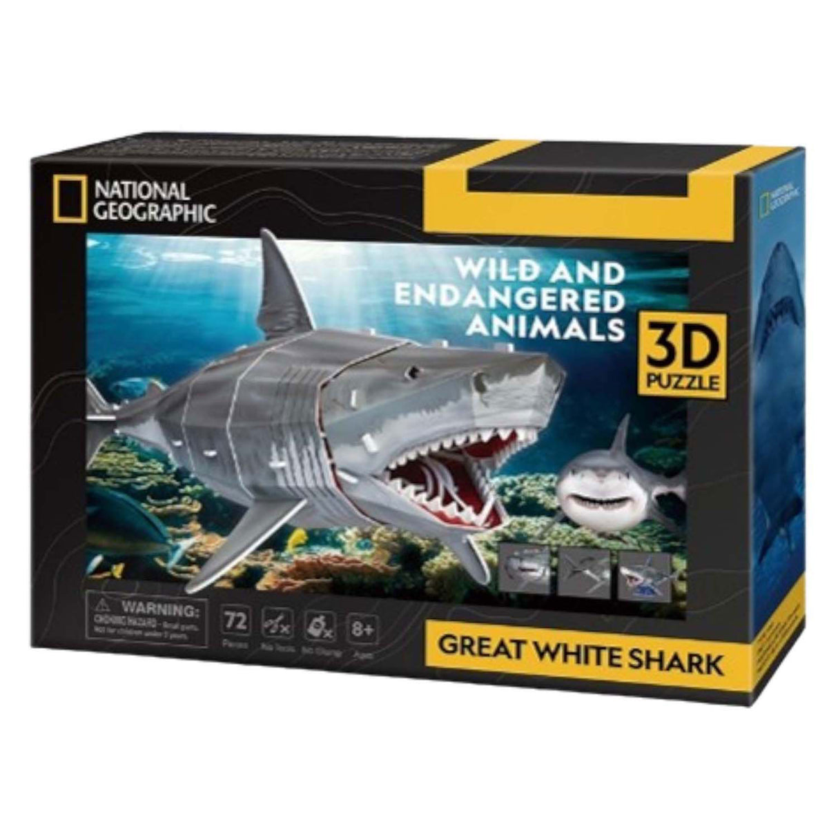 Puzzle 3D amusant et cubique, requin blanc national Geographic