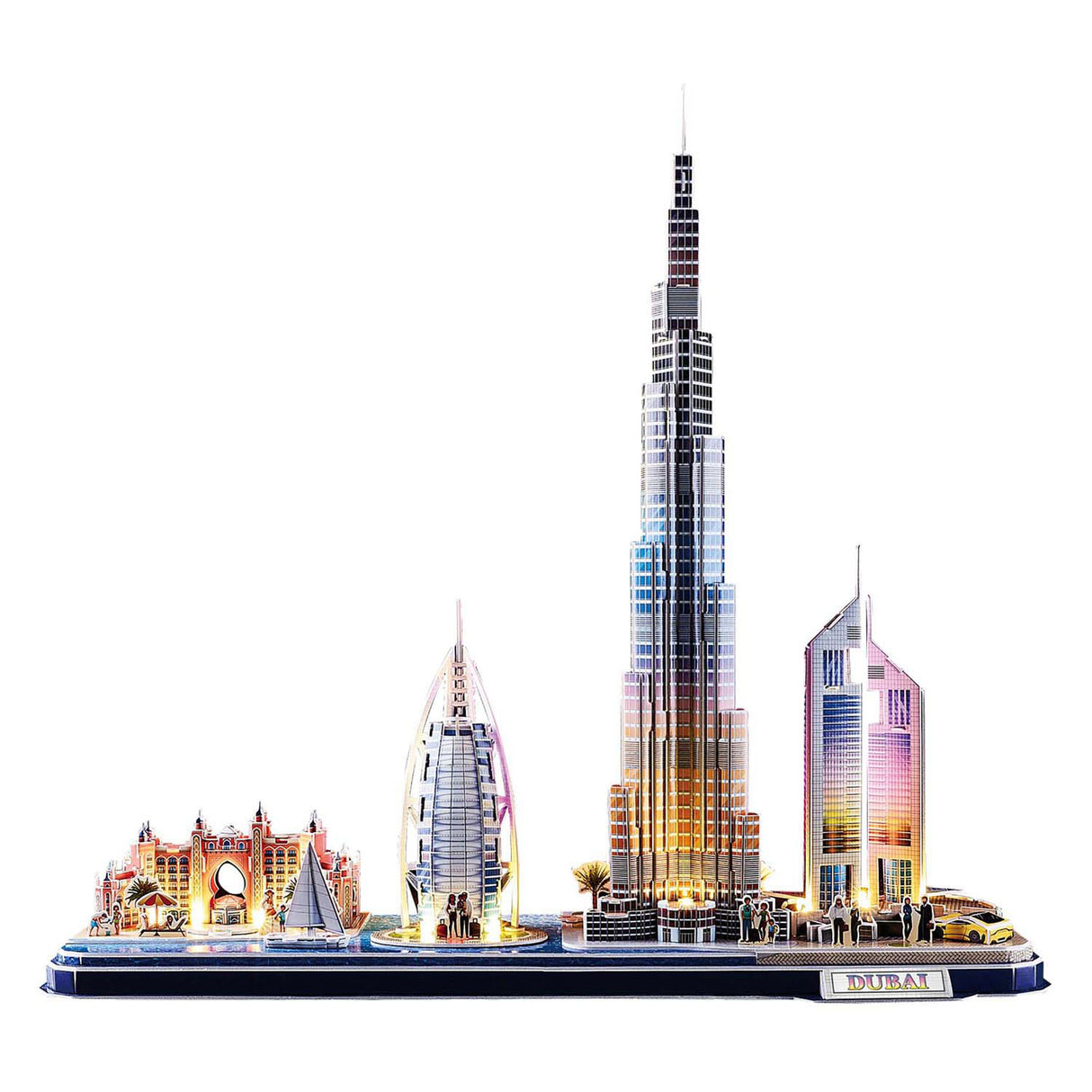 Puzzle 3D cubique amusant City Line Dubai avec éclairage LED