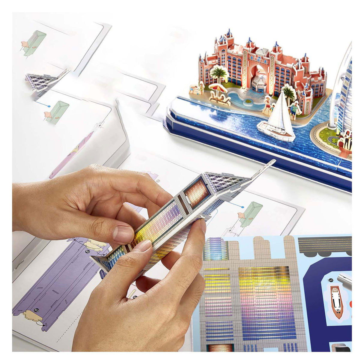 Puzzle 3D cubique amusant City Line Dubai avec éclairage LED
