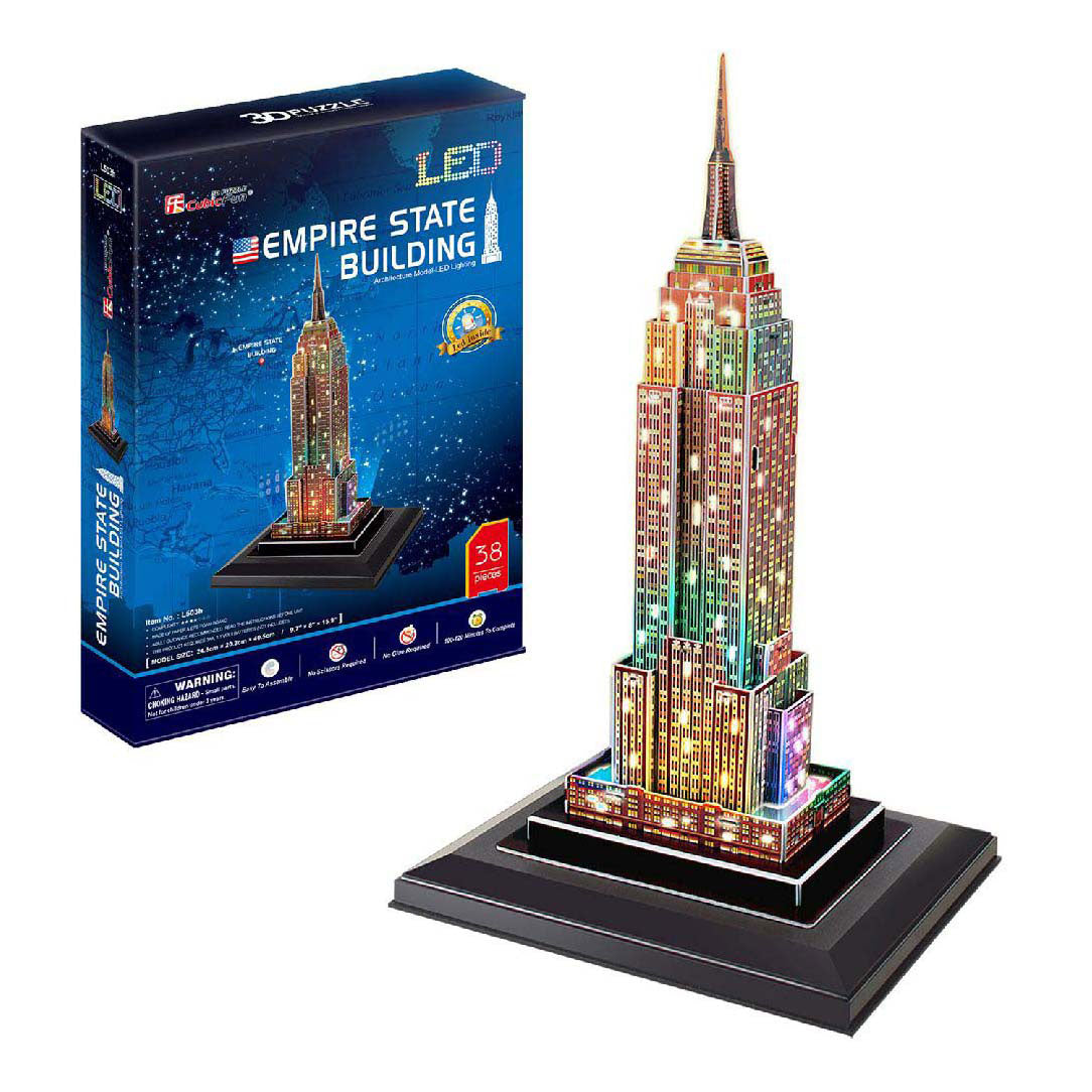 Puzzle 3D amusant cubique Empire State Building avec éclairage LED