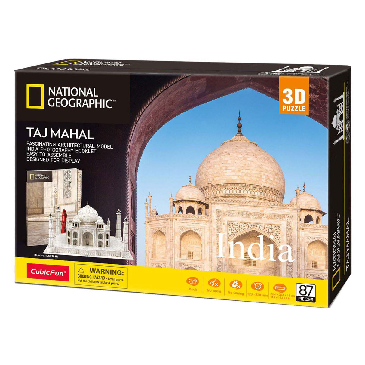 Puzzle 3D amusant et cubique, taj mahal géographique national