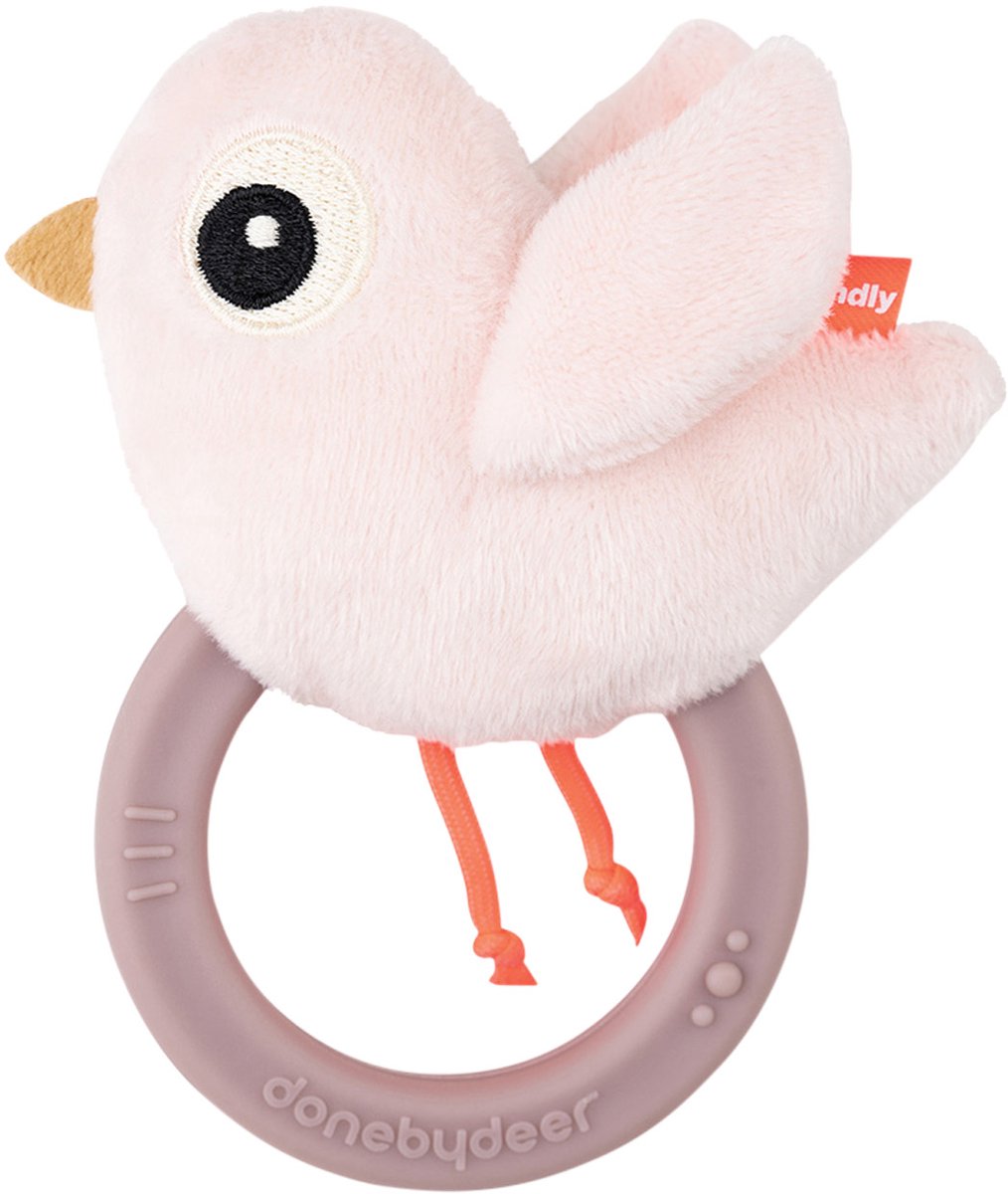 Fait par hochet cerf avec cordon birdee rose
