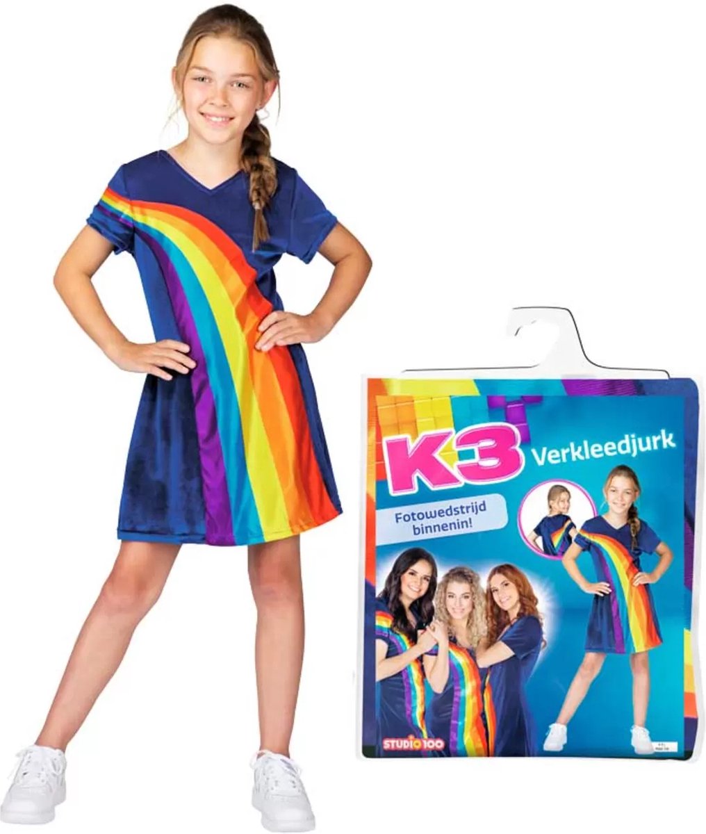 Déguisement K3 - bleu arc-en-ciel, 6-8 ans
