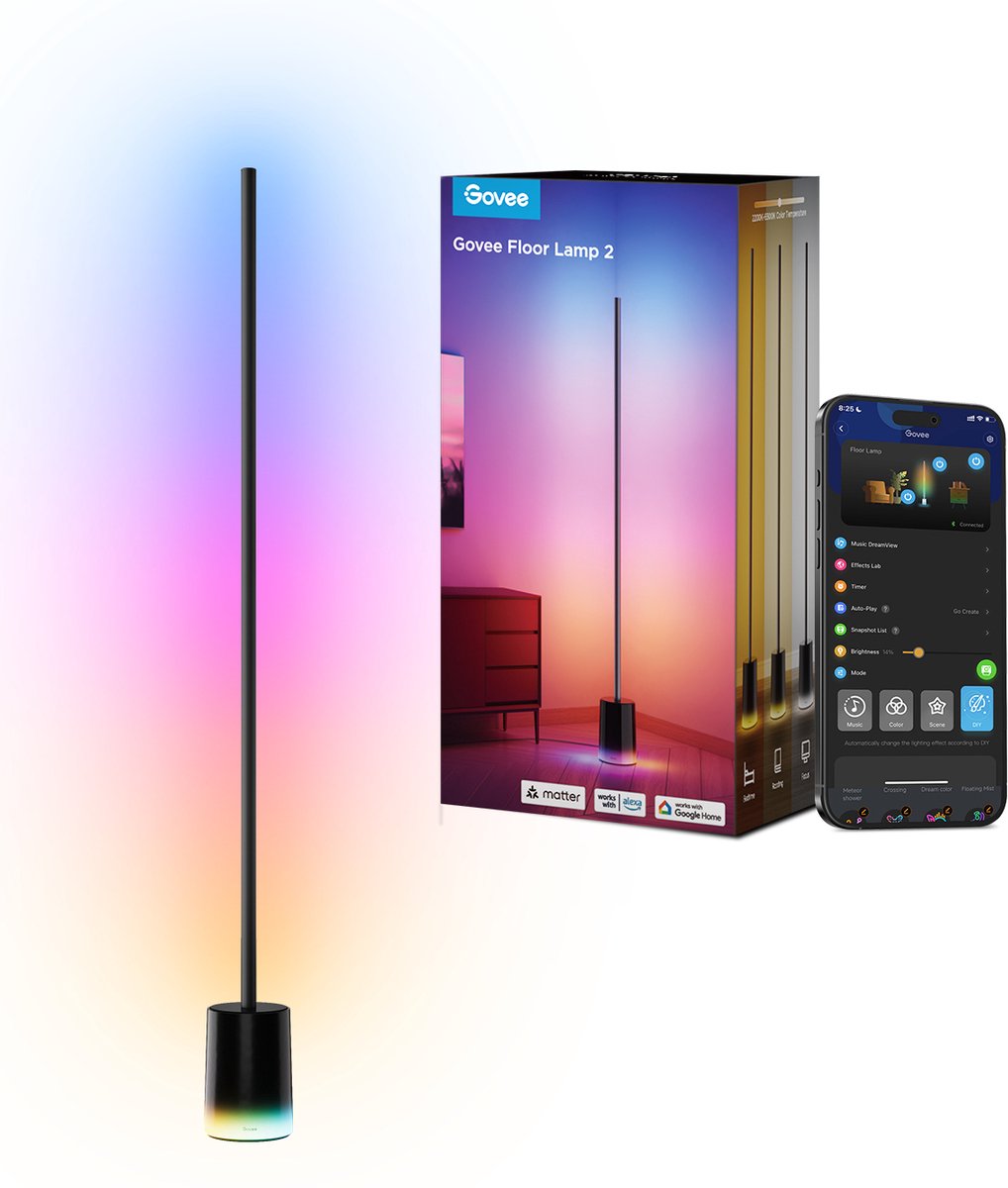 Lampadaire intelligent Govee 152 cm matière rgbicww - éclairage d'ambiance