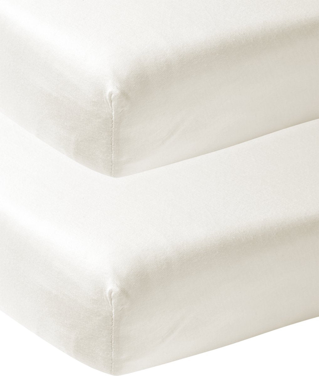 Drap-housse Meyco baby uni - lot de 2 - blanc cassé - 60x120cm