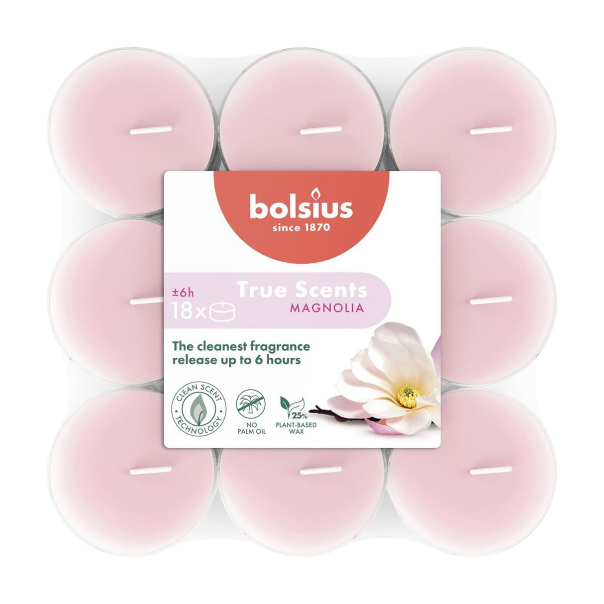 Bougies chauffe-plat parfumées Bolsius 18pcs magnolia
