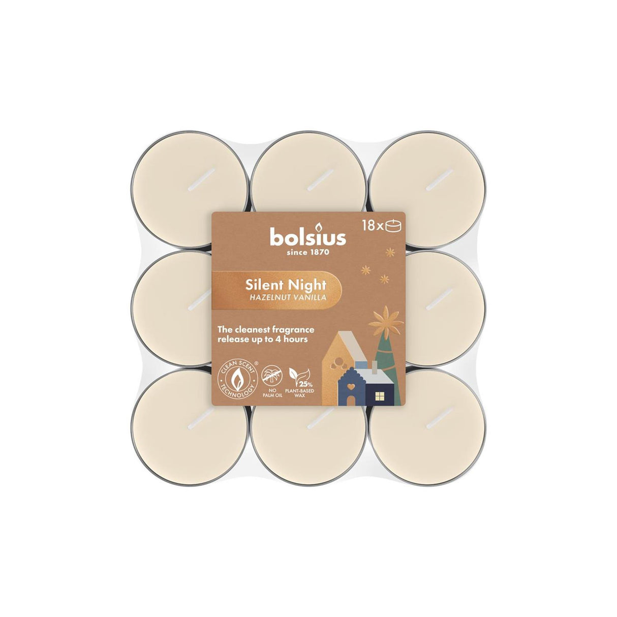 Bolsius bougie chauffe-plat parfumée nuit silencieuse 18pcs