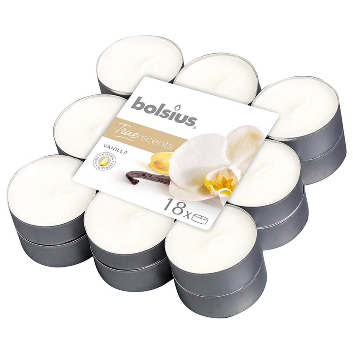 Bolsius true fragrances bougies chauffe-plat parfumées vanille 4 heures 18 pièces